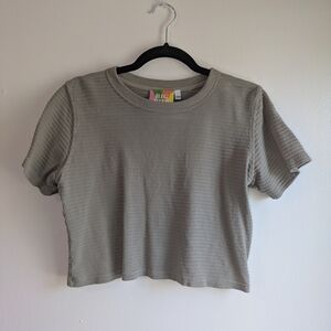 Big Bud Press Honeycomb Crop Top In Khaki Grey XXS